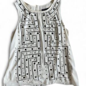 Vince Camuto White Sleeveless Tank with Silver Stud Detailing